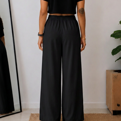 Women’s Off White Wide Leg Palazzo Pants (PTBLACKSIMBA)