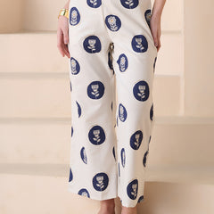 Stylum Women's Blue Botanical Printed Cotton Blend Trousers (PTBLUEIGNISH)