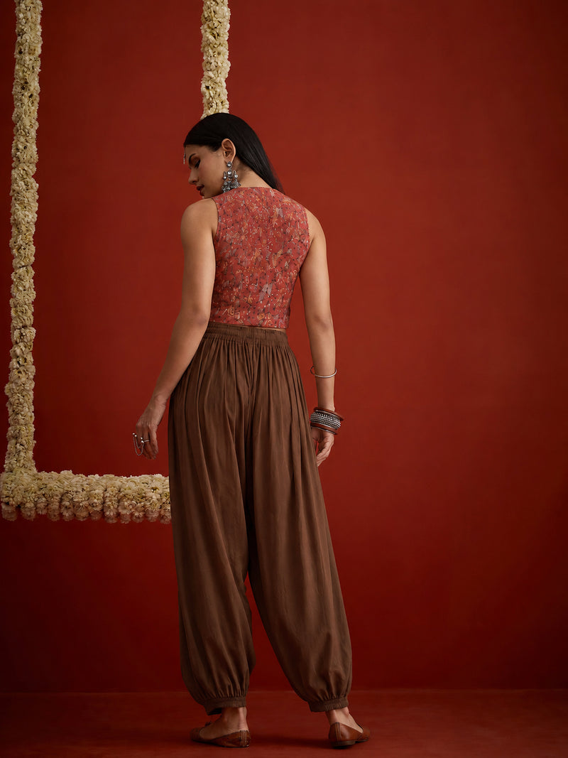 Stylum Women's Brown Solid Rayon Balloon Pant (PTBROWNCAMP)