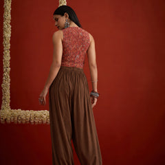 Stylum Women's Brown Solid Rayon Balloon Pant (PTBROWNCAMP)