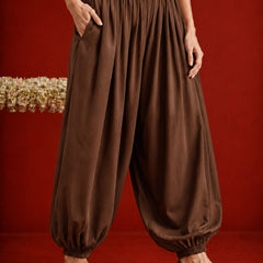 Stylum Women's Brown Solid Rayon Balloon Pant (PTBROWNCAMP)