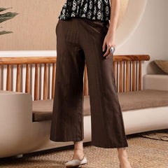 Stylum Women's Brown Woven Design Cotton Blend Trousers (PTBROWNHUMMER)