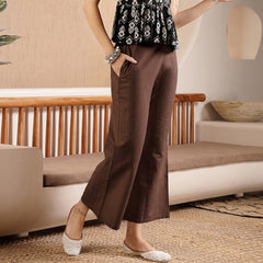 Stylum Women's Brown Woven Design Cotton Blend Trousers (PTBROWNHUMMER)