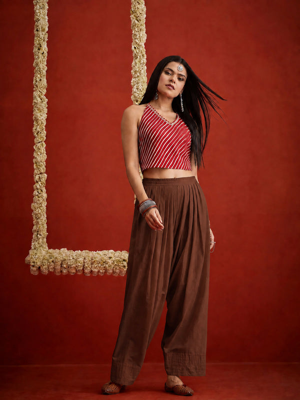 Stylum Women's Brown Solid Rayon Farshi Salwar (PTBROWNSETHI)
