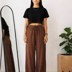 Women's Wide Leg Palazzo Pants - Brown