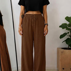 Women's Wide Leg Palazzo Pants - Brown