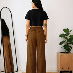 Women's Wide Leg Palazzo Pants - Brown