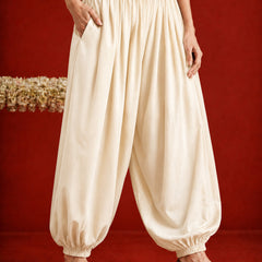 Stylum Women's Cream Solid Rayon Balloon Pant (PTCREAMCAMP)