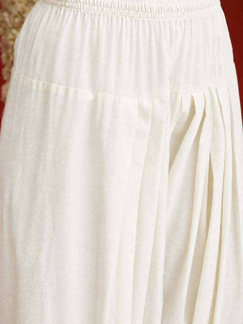 Stylum Women's Cream Solid Rayon Farshi Salwar (PTCREAMSETHI)