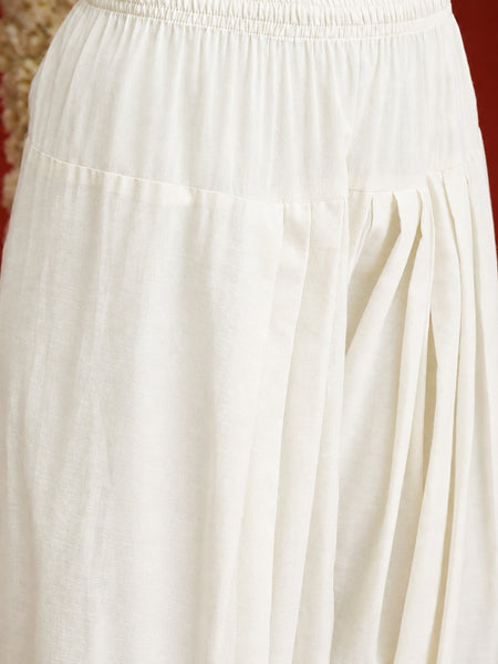 Stylum Women's Cream Solid Rayon Farshi Salwar (PTCREAMSETHI)