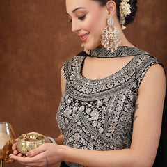 Stylum Women's Black Embellished Party Wear Georgette Palazzo & Blouse with Dupatta (PTDBLACKKASMIRA)