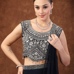 Stylum Women's Teal Embellished Party Wear Georgette Palazzo & Blouse with Dupatta (PTDTEALKASMIRA)