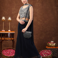 Stylum Women's Teal Embellished Party Wear Georgette Palazzo & Blouse with Dupatta (PTDTEALKASMIRA)