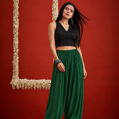 Stylum Women's Green Solid Rayon Balloon Pant (PTGREENCAMP)