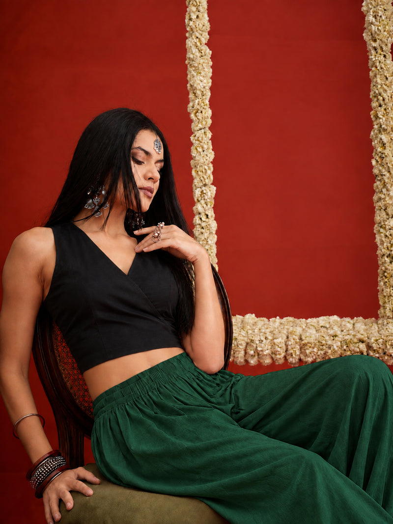 Stylum Women's Green Solid Rayon Balloon Pant (PTGREENCAMP)