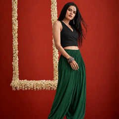 Stylum Women's Green Solid Rayon Balloon Pant (PTGREENCAMP)