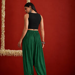 Stylum Women's Green Solid Rayon Balloon Pant (PTGREENCAMP)