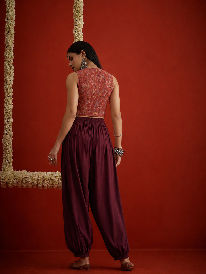 Stylum Women's Maroon Solid Rayon Balloon Pant (PTMAROONCAMP)