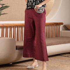 Stylum Women's Maroon Woven Design Cotton Blend Trousers (PTMAROONHUMMER)