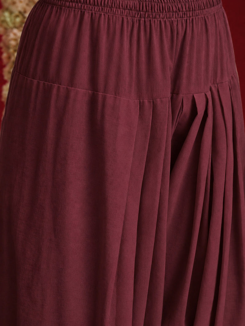 Stylum Women's Maroon Solid Rayon Farshi Salwar (PTMAROONSETHI)