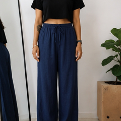 Women’s Navy Wide Leg Palazzo Pants (PTBLUESIMBA)
