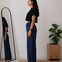 Women’s Navy Wide Leg Palazzo Pants (PTBLUESIMBA)