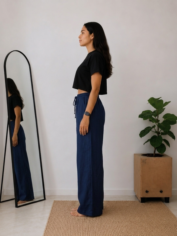 Women’s Navy Wide Leg Palazzo Pants (PTBLUESIMBA)