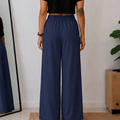 Women’s Navy Wide Leg Palazzo Pants (PTBLUESIMBA)