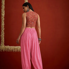 Stylum Women's Pink Solid Rayon Balloon Pant (PTPINKCAMP)