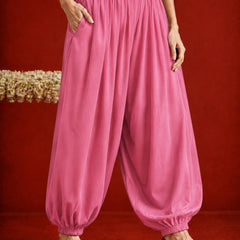 Stylum Women's Pink Solid Rayon Balloon Pant (PTPINKCAMP)