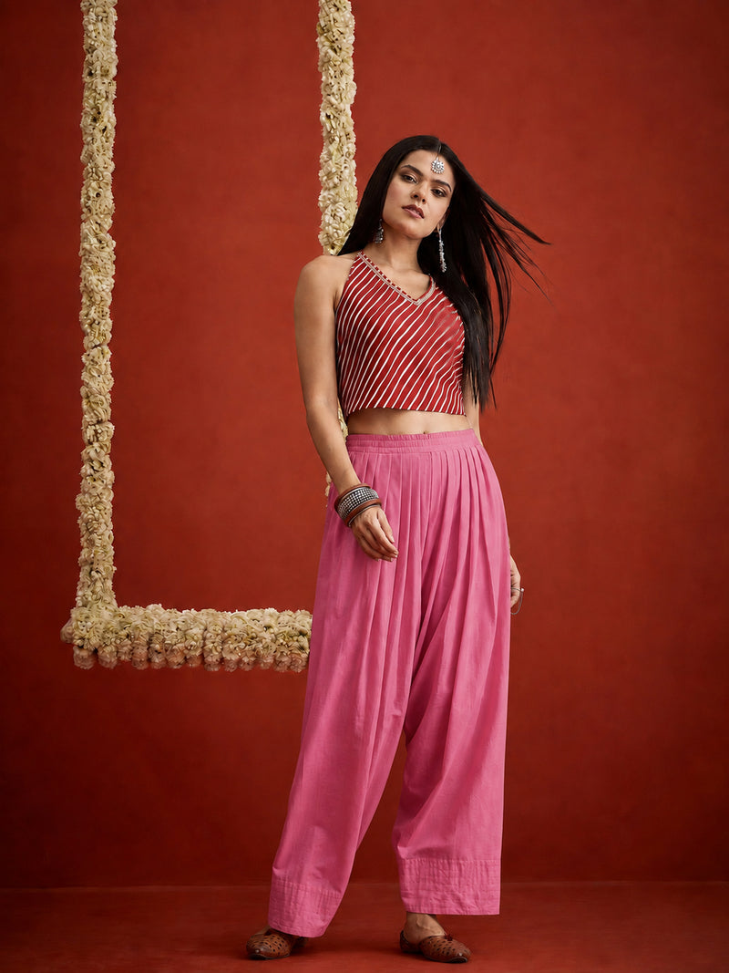 Stylum Women's Pink Solid Rayon Farshi Salwar (PTPINKSETHI)