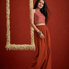 Stylum Women's Rust Solid Rayon Farshi Salwar (PTRUSTSETHI)