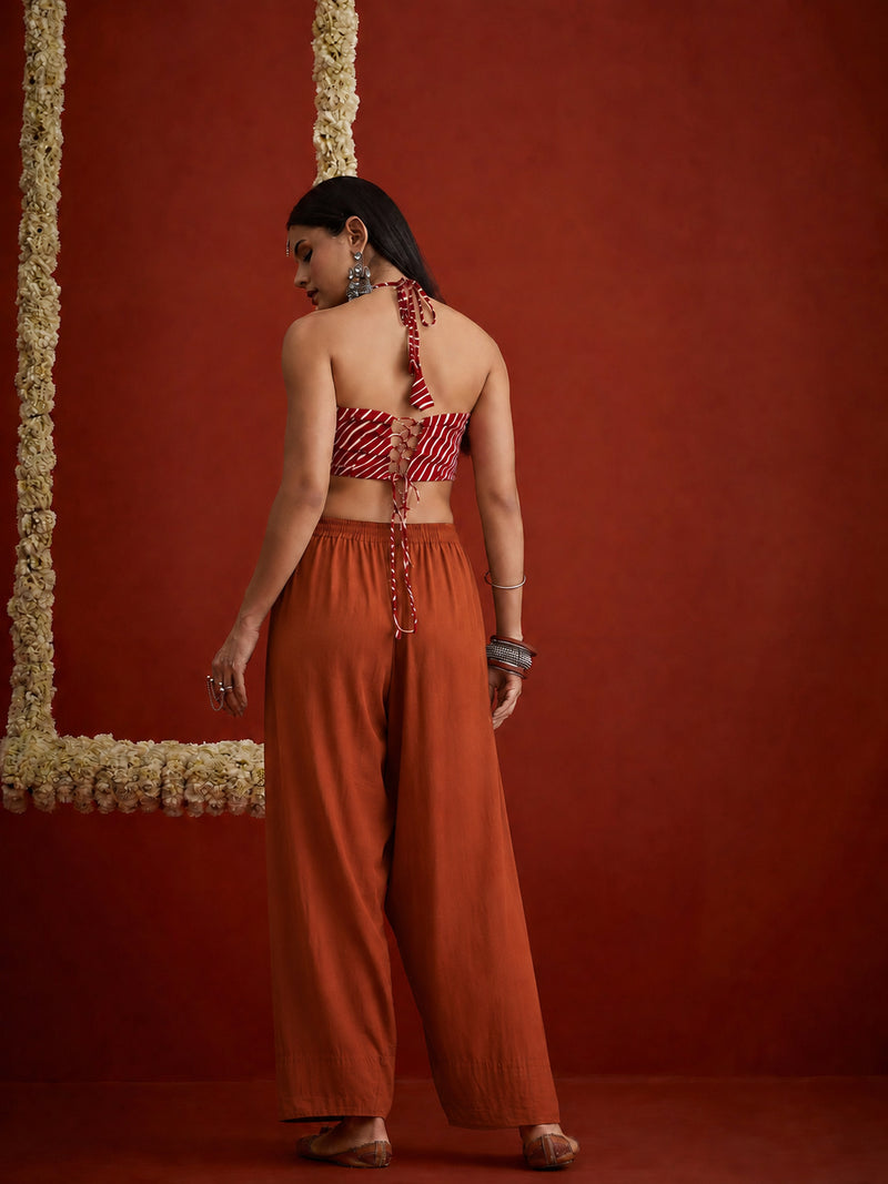 Stylum Women's Rust Solid Rayon Farshi Salwar (PTRUSTSETHI)