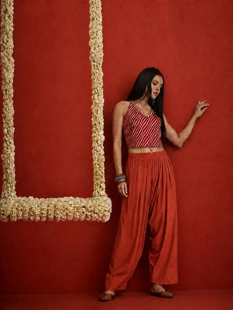 Stylum Women's Rust Solid Rayon Farshi Salwar (PTRUSTSETHI)