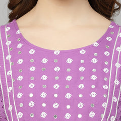 Stylum Women's Bandhani Printed & Embellished Rayon Anarkali Kurta (PURPLEGORI)