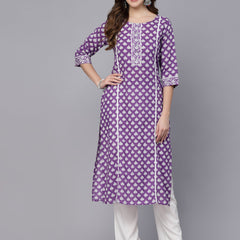 Printed Rayon Straight Kurta