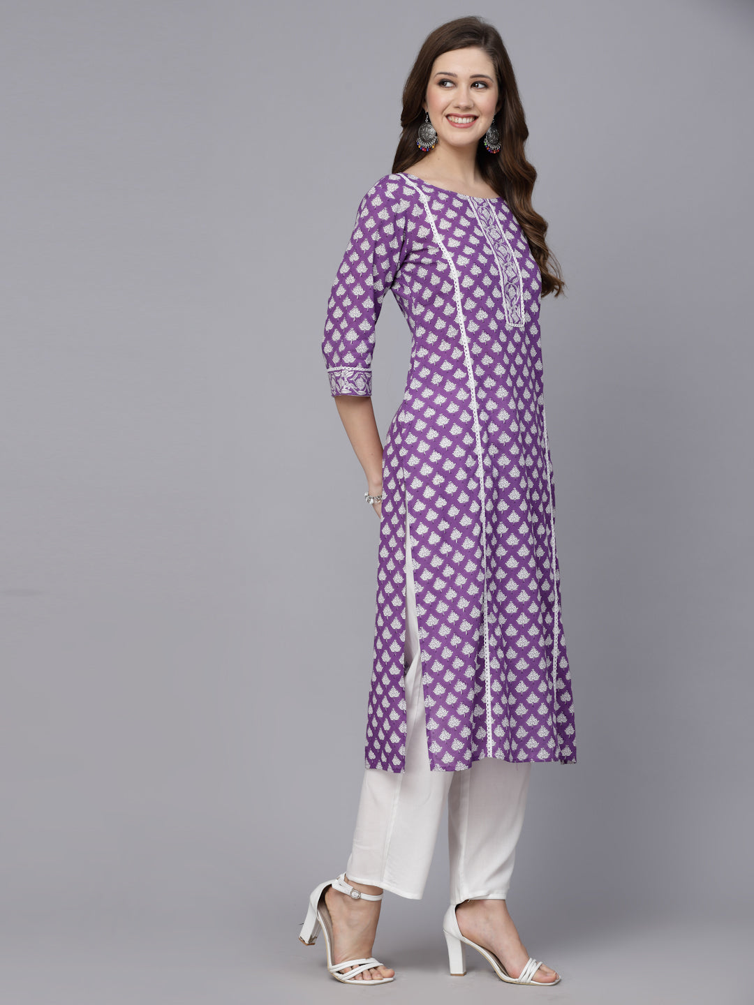 Purple Rayon Straight Kurta