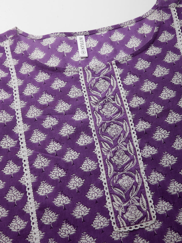 Purple Rayon Straight Kurta