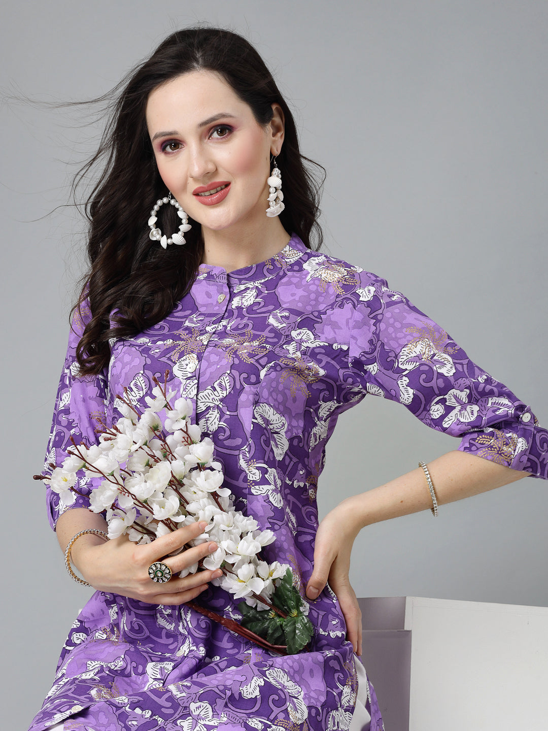 Purple Rayon A- Line Kurta