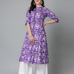 Purple Rayon A- Line Kurta