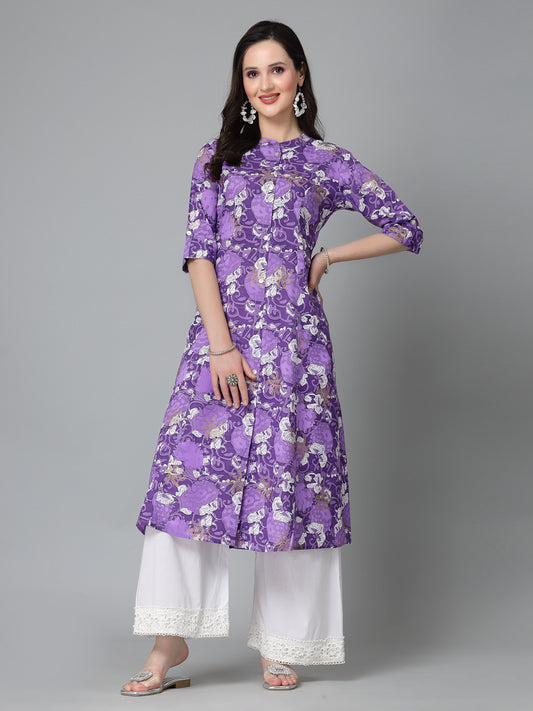 Purple Rayon A- Line Kurta