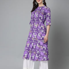 Purple Rayon A- Line Kurta