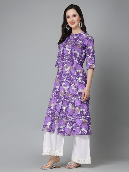 Purple Rayon A- Line Kurta