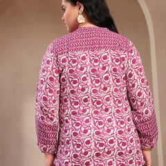 Stylum Women's Plus Size Purple Floral Printed Cotton Top (PURPLETOPVENUSPLUS)
