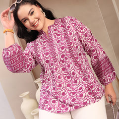 Stylum Women's Plus Size Purple Floral Printed Cotton Top (PURPLETOPVENUSPLUS)