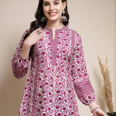 Stylum Women's Floral Printed Cotton Top (PURPLETOPVENUS)