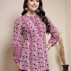 Stylum Women's Floral Printed Cotton Top (PURPLETOPVENUS)