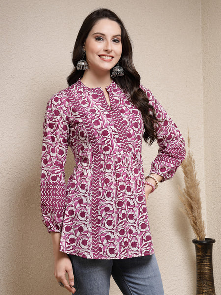 Stylum Women's Floral Printed Cotton Top (PURPLETOPVENUS)