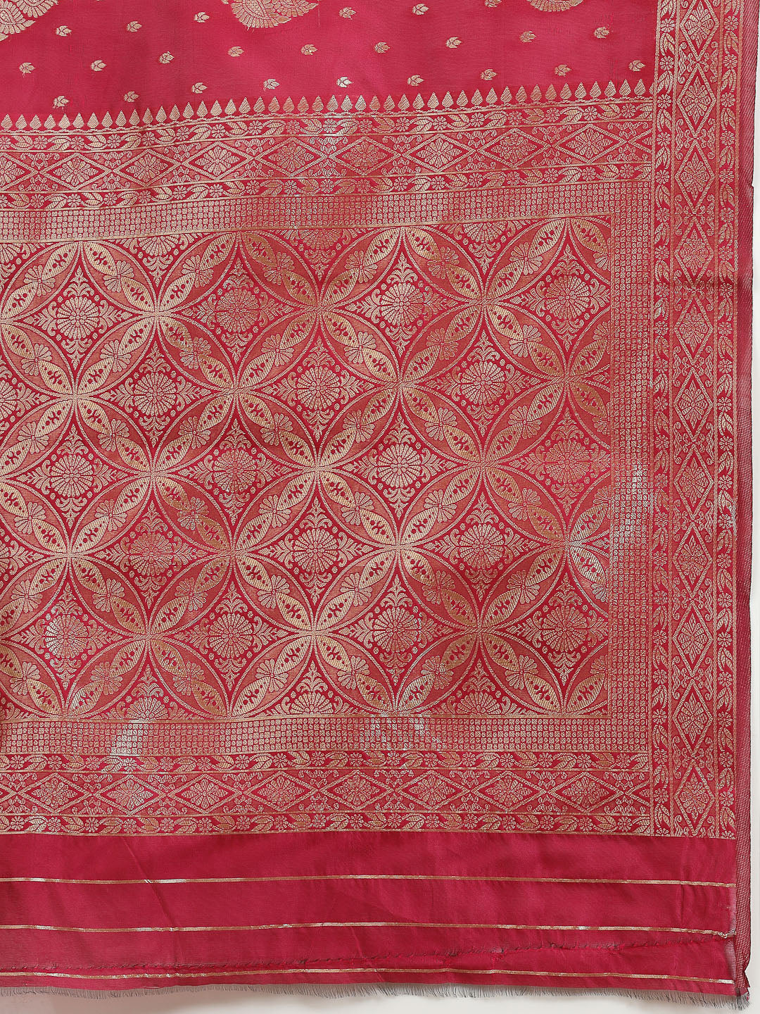 Stylum Women's Ethnic Motifs Woven Design Zari Silk Blend Banarasi Saree (Pinkpaan)