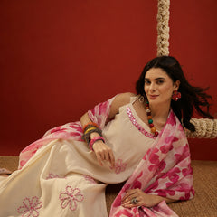 Stylum Women's Cream Solid & Embroidered Polyester Straight Kurta Pant Dupatta Set (KPDCREAMJORDAN)